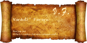 Vankó Ferenc névjegykártya