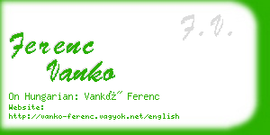 ferenc vanko business card